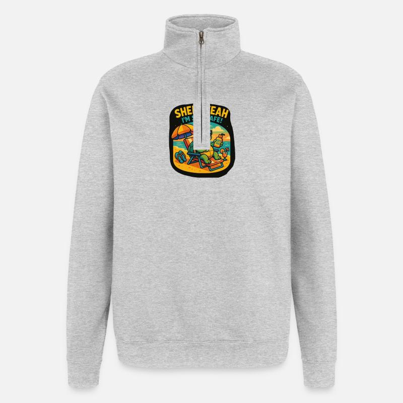 Shell Yeah – Sun Safe Turtle - Quarter-Zip-Sweatshirt - Grau meliert