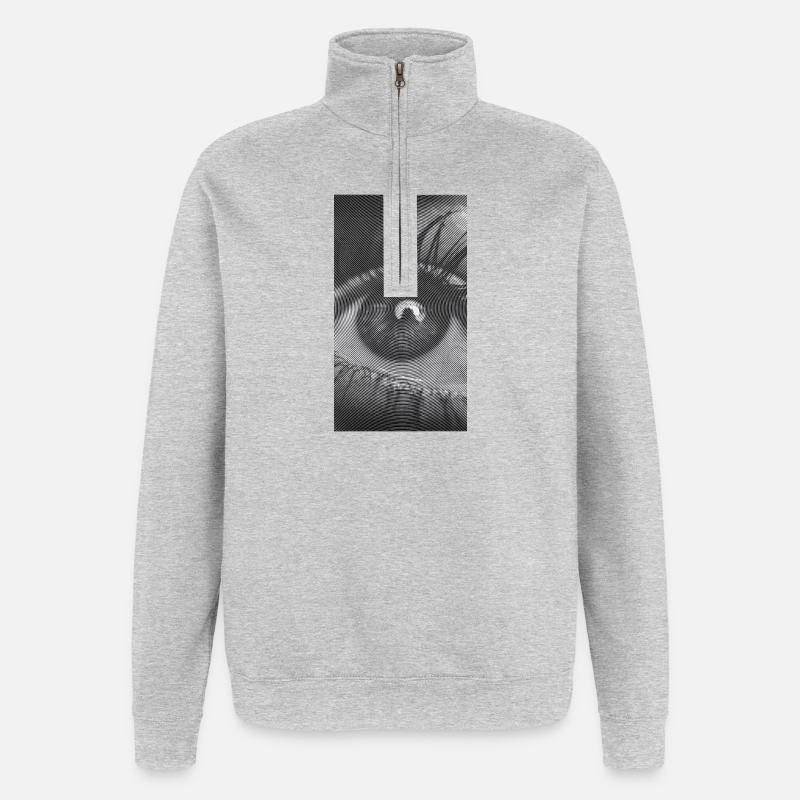 Spiralauge: Hypnotischer Blick - Quarter-Zip-Sweatshirt - Grau meliert