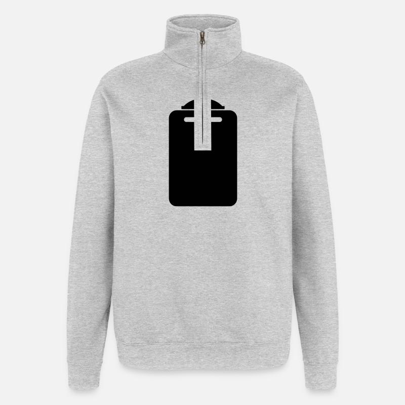 Planche à découper - Sweat à zip 1/4 - gris chiné