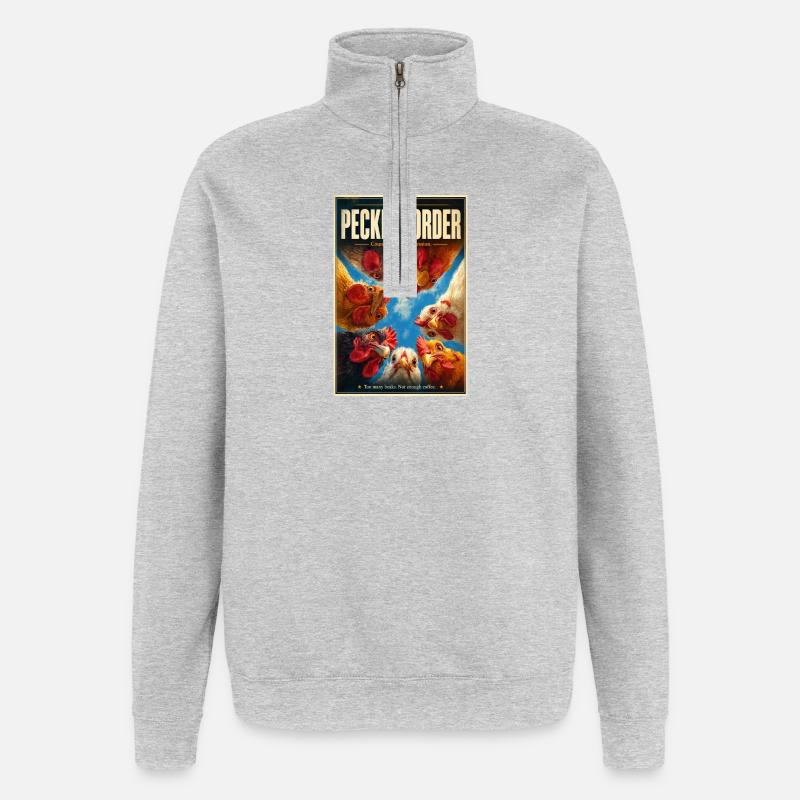 Sitzung des Spitzordnungsrats - Quarter-Zip-Sweatshirt - Grau meliert