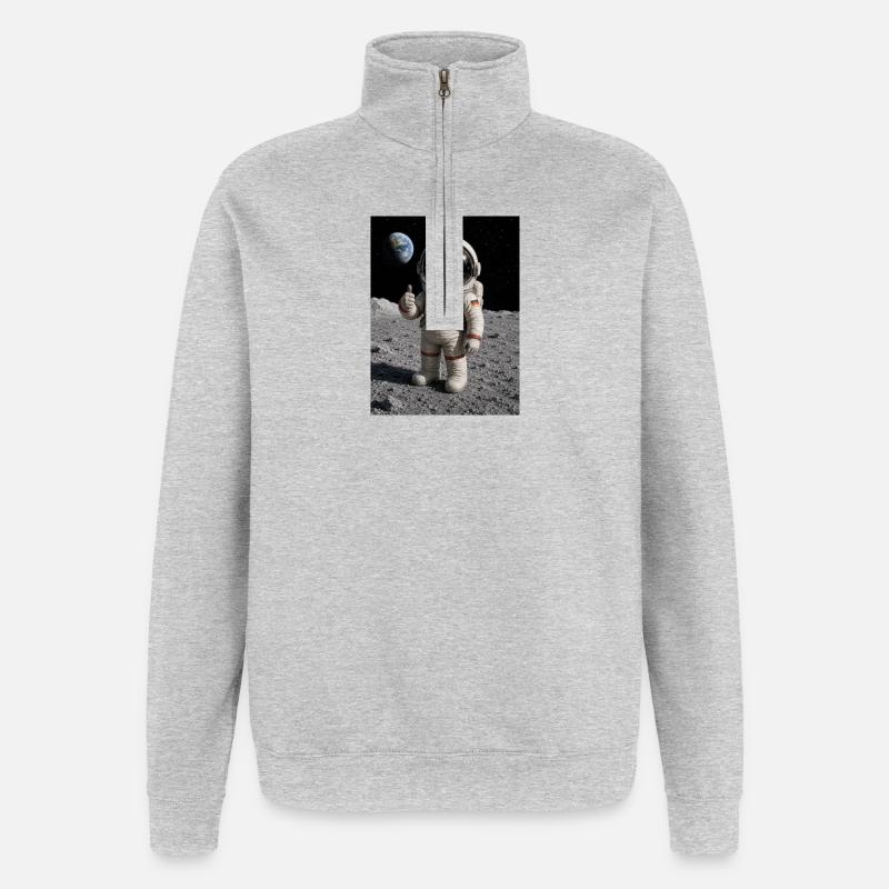 Astronaut Würstchen 1 - Quarter-Zip-Sweatshirt - Grau meliert