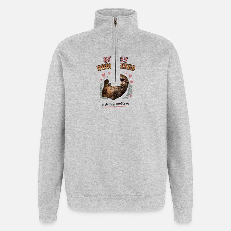 Otterly Unbothered Not My Problem - Quarter-Zip-Sweatshirt - Grau meliert