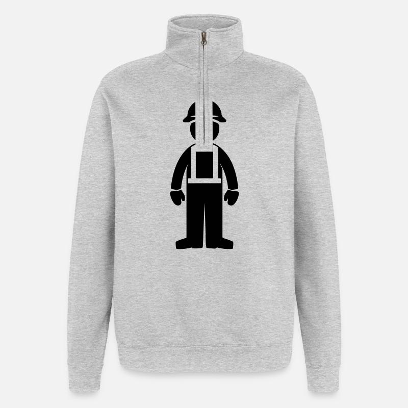 Bauarbeiter - Quarter-Zip-Sweatshirt - Grau meliert