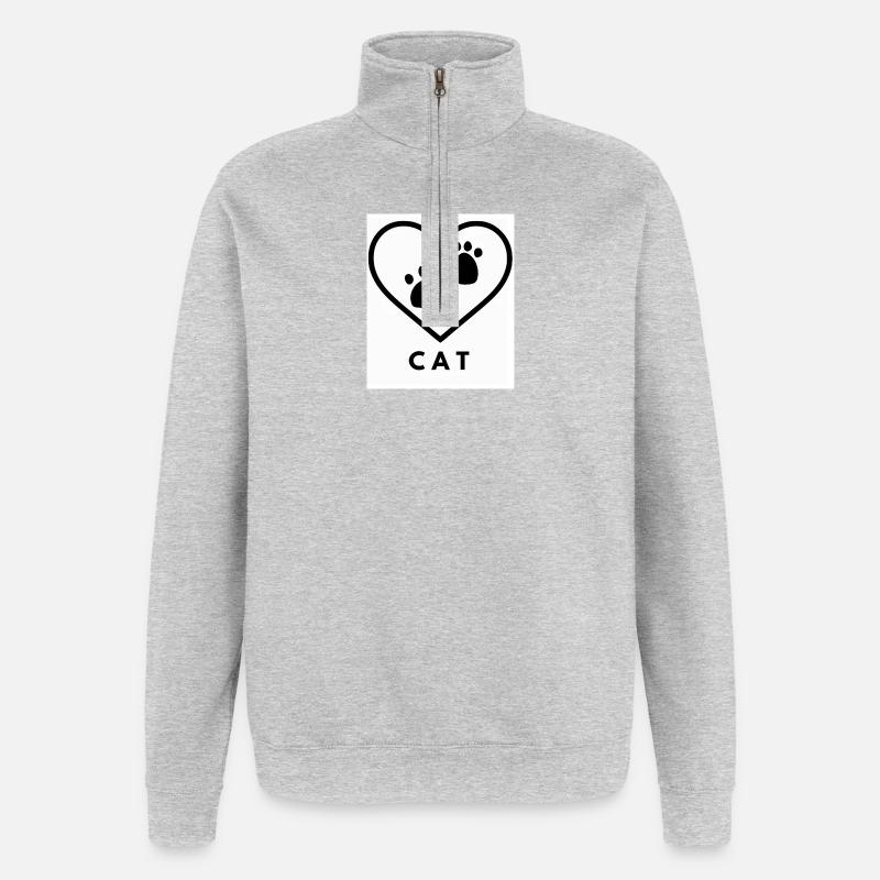 Les chats aiment les grands - Sweat à zip 1/4 - gris chiné