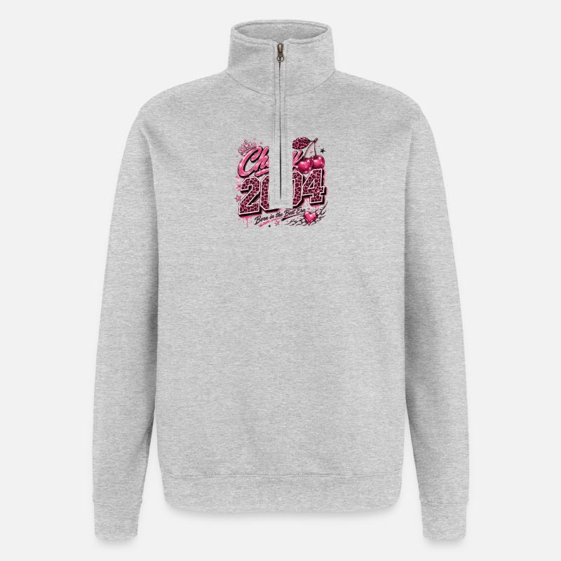 Cherry 2004 Leopard Style - Quarter-Zip Sweatshirt - heather grey