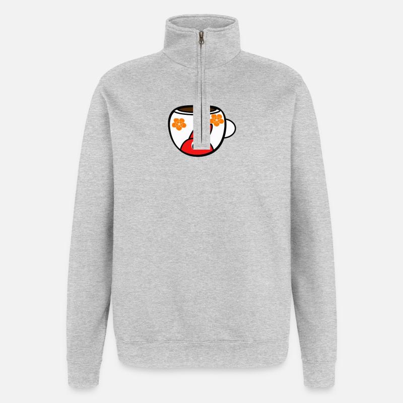 Kaffeezeit - Quarter-Zip-Sweatshirt - Grau meliert