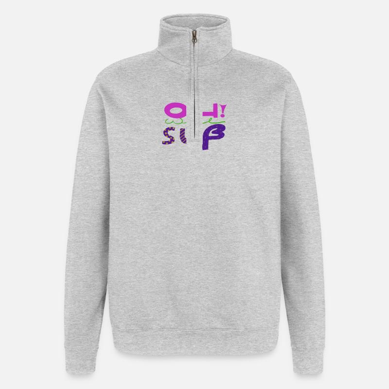 Ausdrucksstarke, handgeschriebene Spaßkunst  - Quarter-Zip-Sweatshirt - Grau meliert