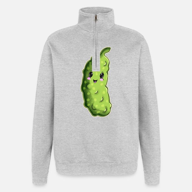 Dessin animé câlin au concombre - Sweat à zip 1/4 - gris chiné