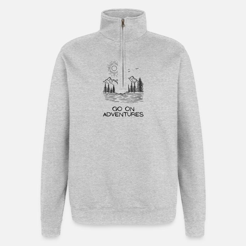Surface noire unique - Sweat à zip 1/4 - gris chiné