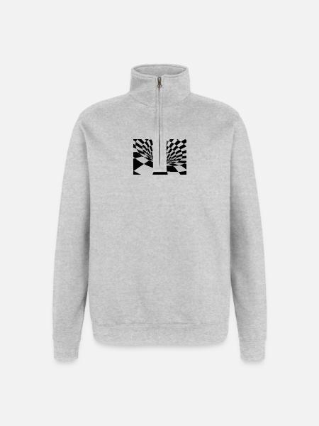 Black and White Tile Tunnel - Quarter-Zip Sweatshirt - heather grey
