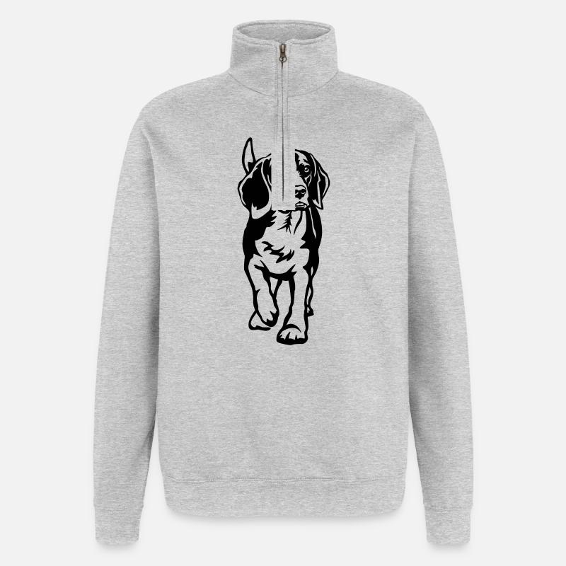 Beagle - Sweat à zip 1/4 - gris chiné