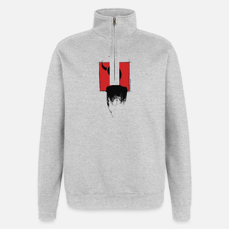 Devil Boy - Sweat à zip 1/4 - gris chiné