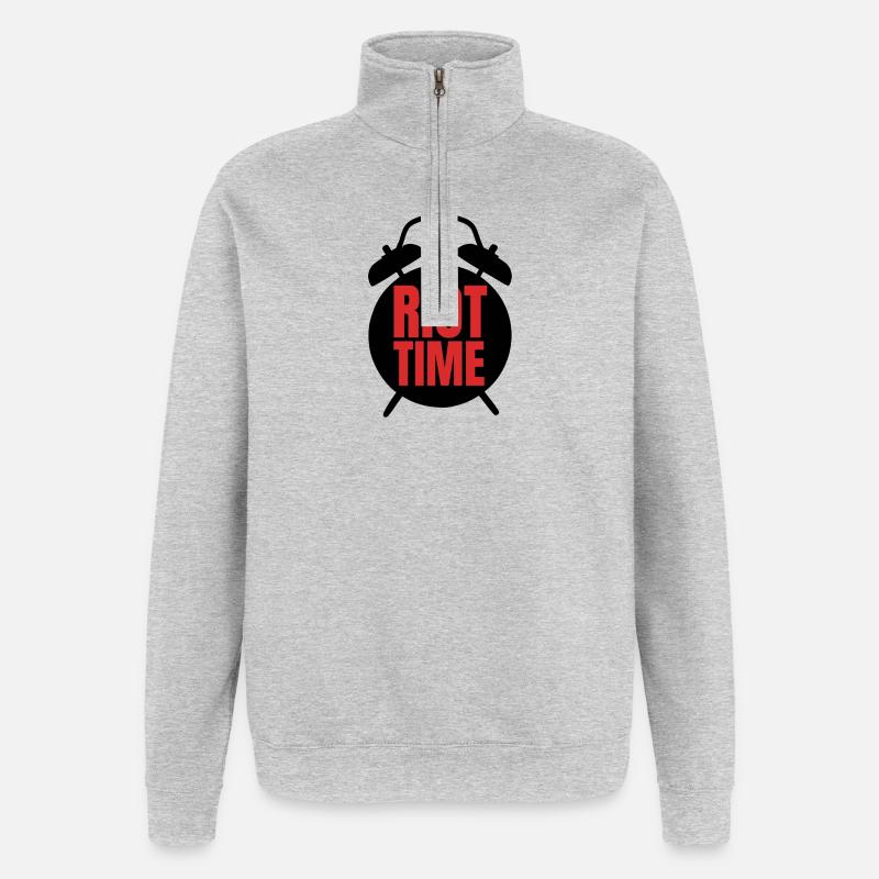 Riot Time – Mutiges rotes Textdesign - Quarter-Zip-Sweatshirt - Grau meliert