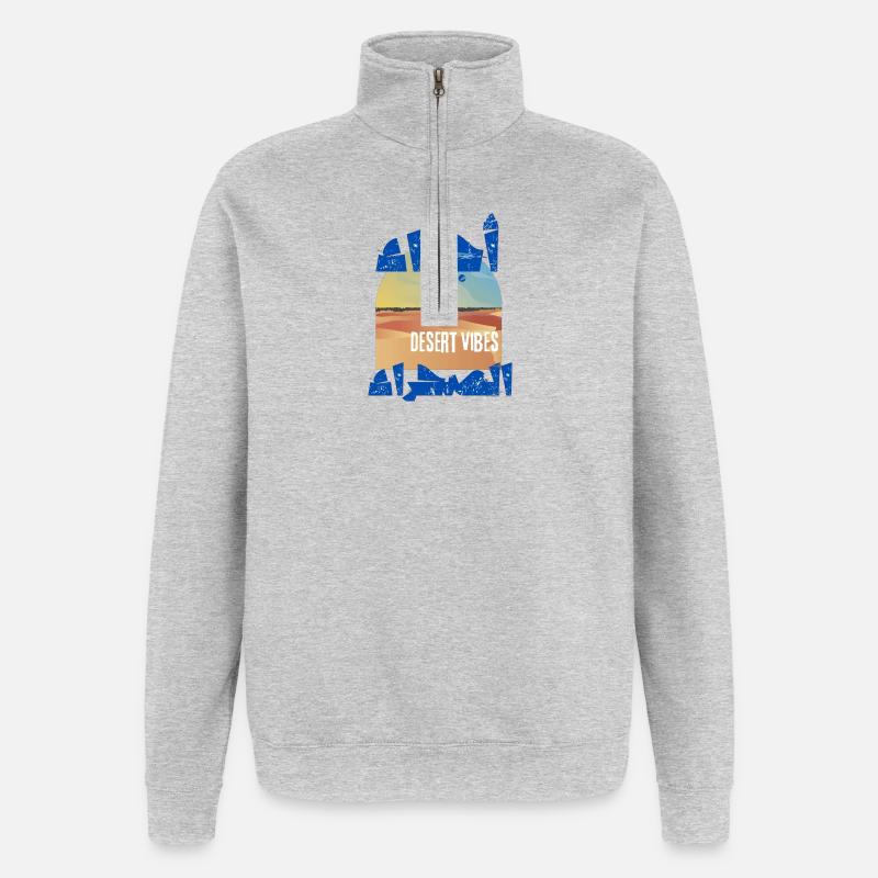 Vibes Désert Dunes et Soleil Couchant - Sweat à zip 1/4 - gris chiné
