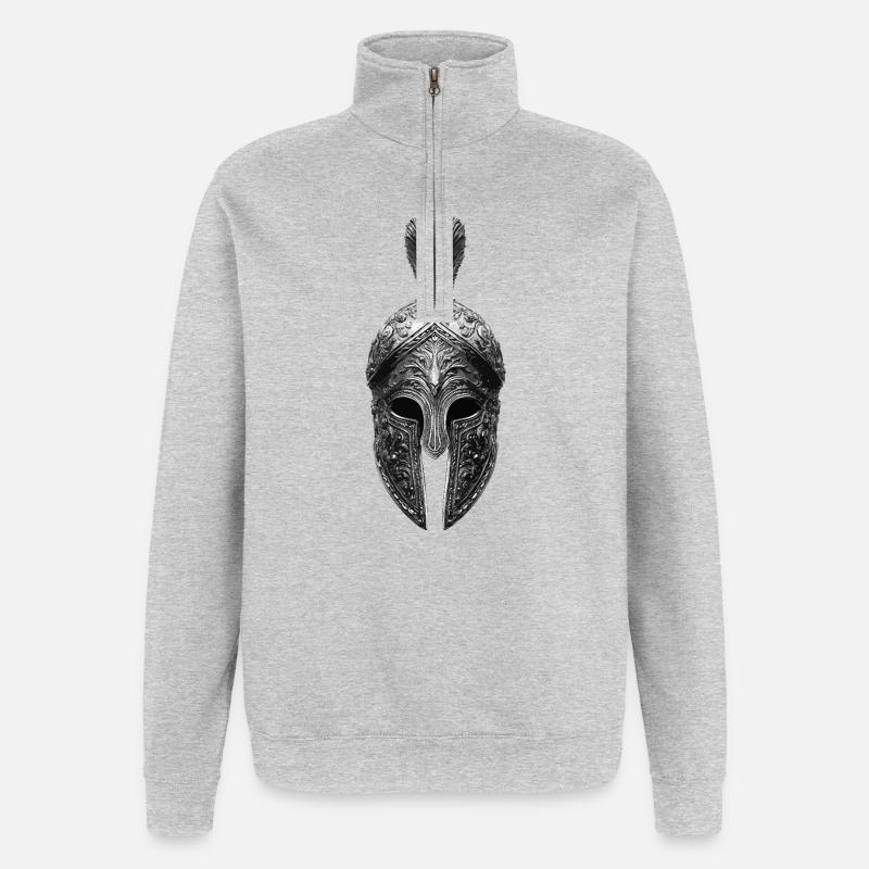 Spartaner Helm Krieger Gladiator - Quarter-Zip-Sweatshirt - Grau meliert