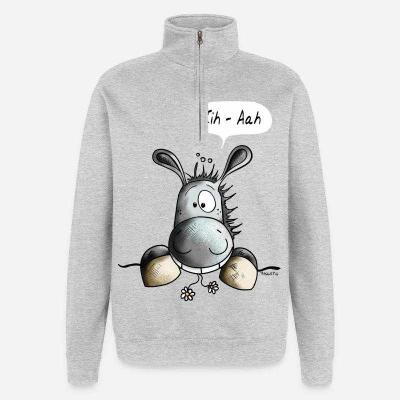 Abenteuerlustiger Esel - Quarter-Zip-Sweatshirt - Grau meliert
