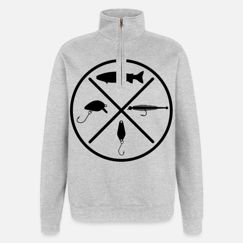 Forelle Kunstköder - Quarter-Zip-Sweatshirt - Grau meliert