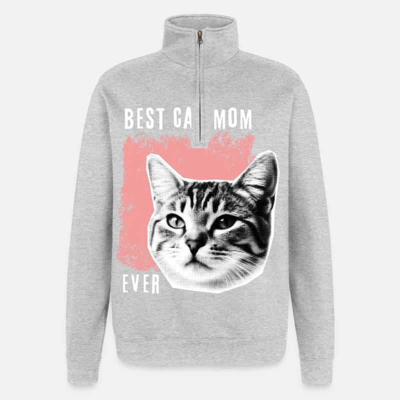 BEST CAT MUM - Quarter-Zip Sweatshirt - heather grey