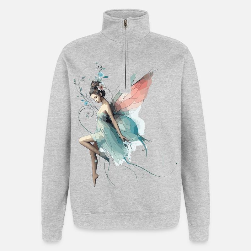 Fée fée monde cadeau - Sweat à zip 1/4 - gris chiné