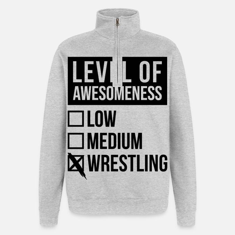 lutte - Sweat à zip 1/4 - gris chiné