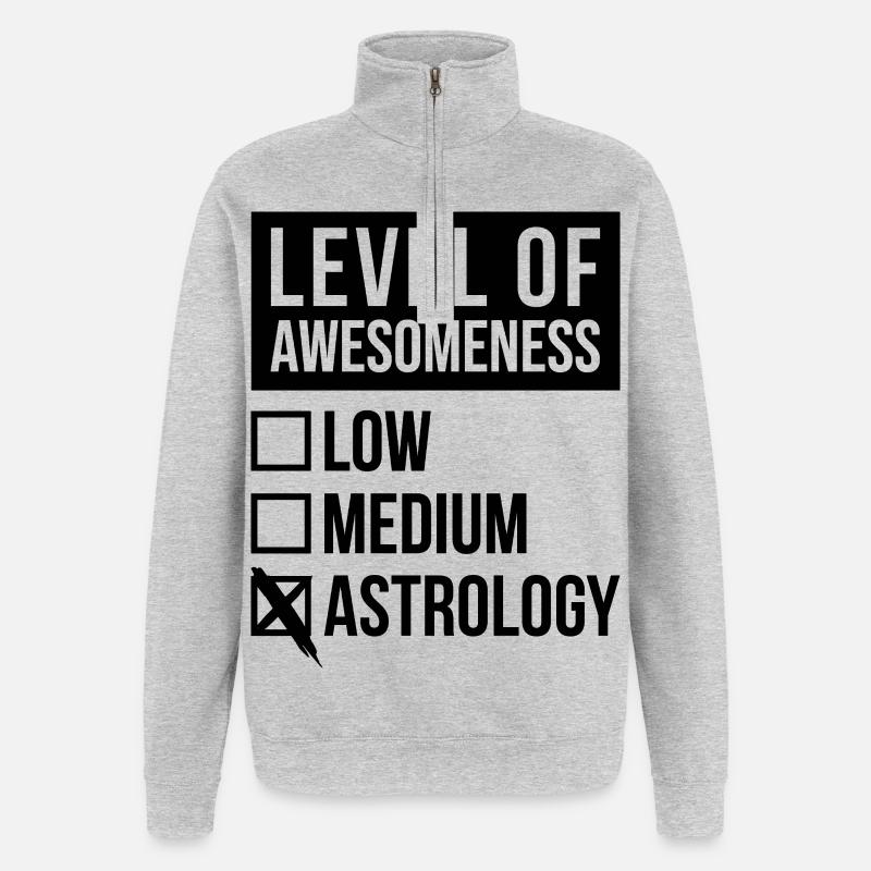 astrologie - Sweat à zip 1/4 - gris chiné