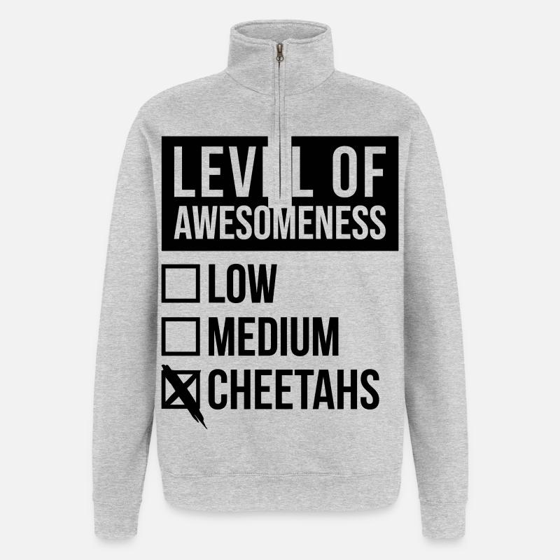 guépard - Sweat à zip 1/4 - gris chiné