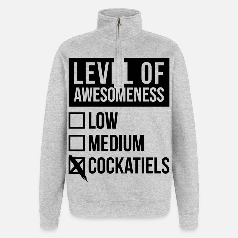 calopsitte - Sweat à zip 1/4 - gris chiné