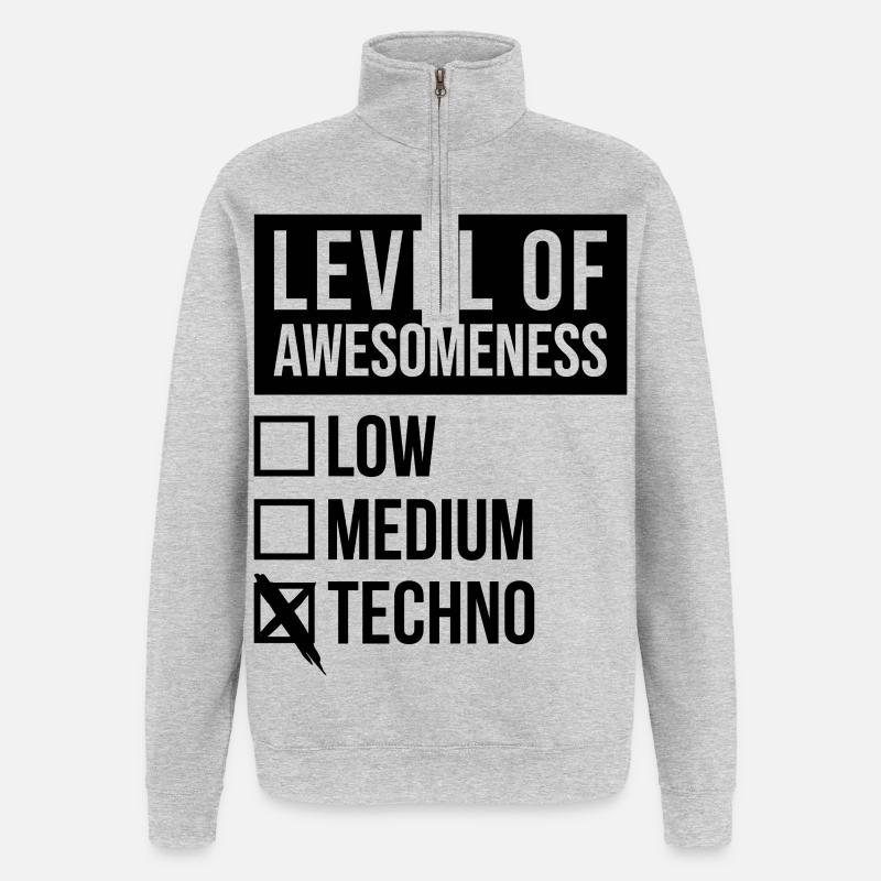 techno - Sweat à zip 1/4 - gris chiné