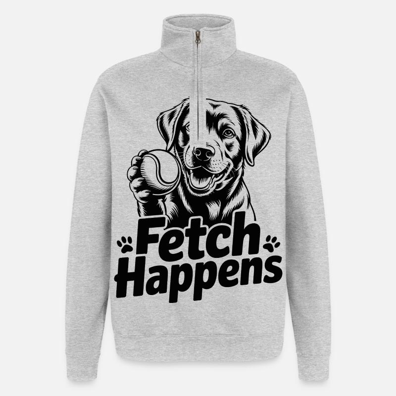 Fetch passiert - Quarter-Zip-Sweatshirt - Grau meliert
