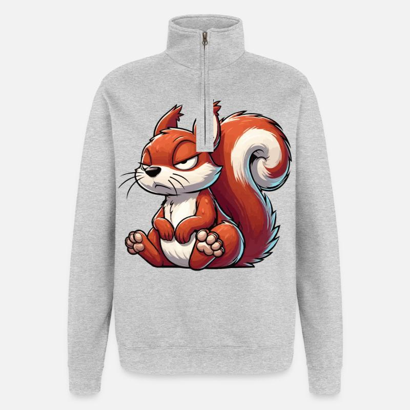 Eichhörnchen Eichhorn Eichhörnchenliebhaber Nager - Quarter-Zip-Sweatshirt - Grau meliert
