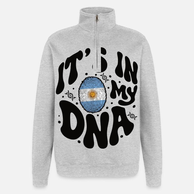 ADN argentin Drapeau argentin Hispanique - Sweat à zip 1/4 - gris chiné