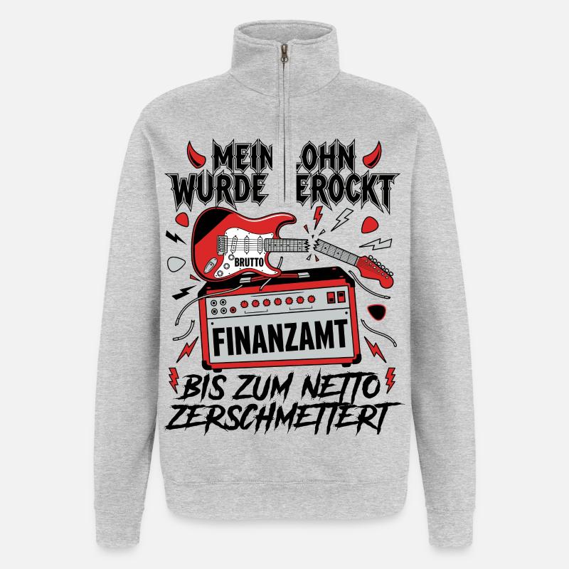 Mein Lohn Wurde Gerockt - Quarter-Zip-Sweatshirt - Grau meliert