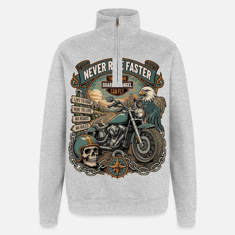 Reite mit deinem Engel - Quarter-Zip-Sweatshirt - Grau meliert