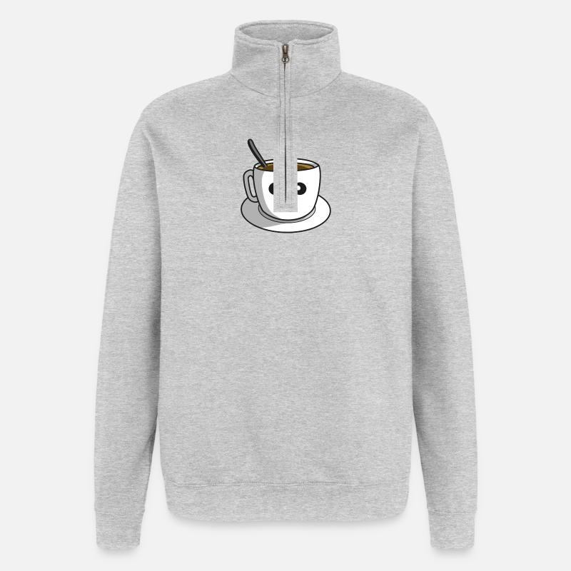 Kaffeepause - Quarter-Zip-Sweatshirt - Grau meliert