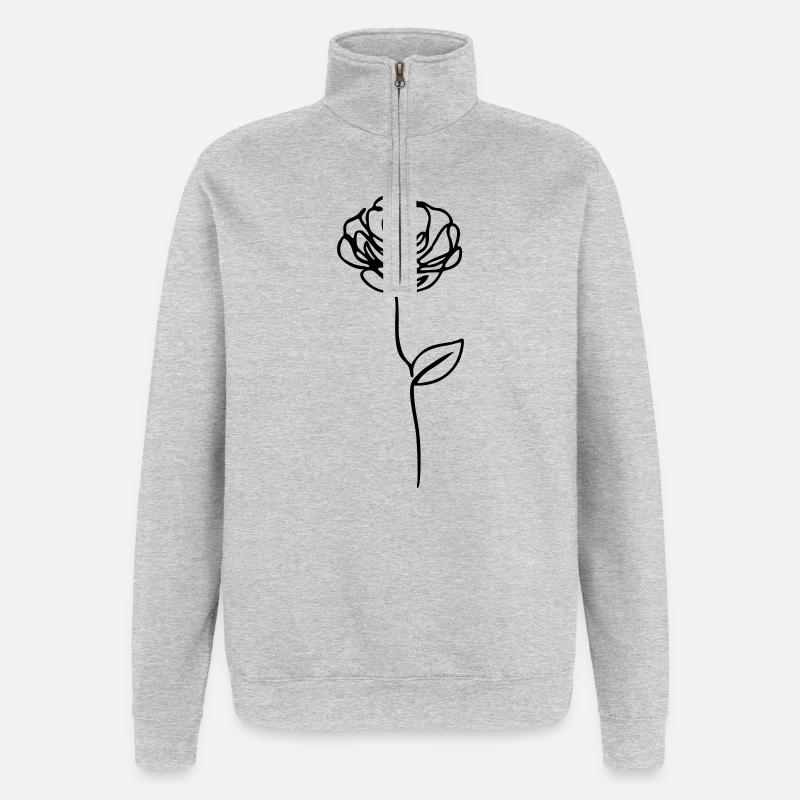 rose - Sweat à zip 1/4 - gris chiné