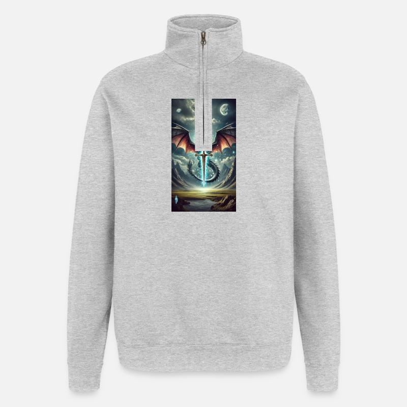Dragon à l’épée céleste - Sweat à zip 1/4 - gris chiné