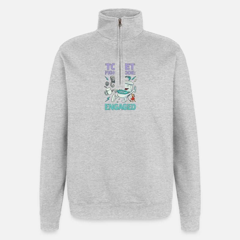 Toilet Fight Mode – Absurd Brainrot Design - Quarter-Zip Sweatshirt - heather grey