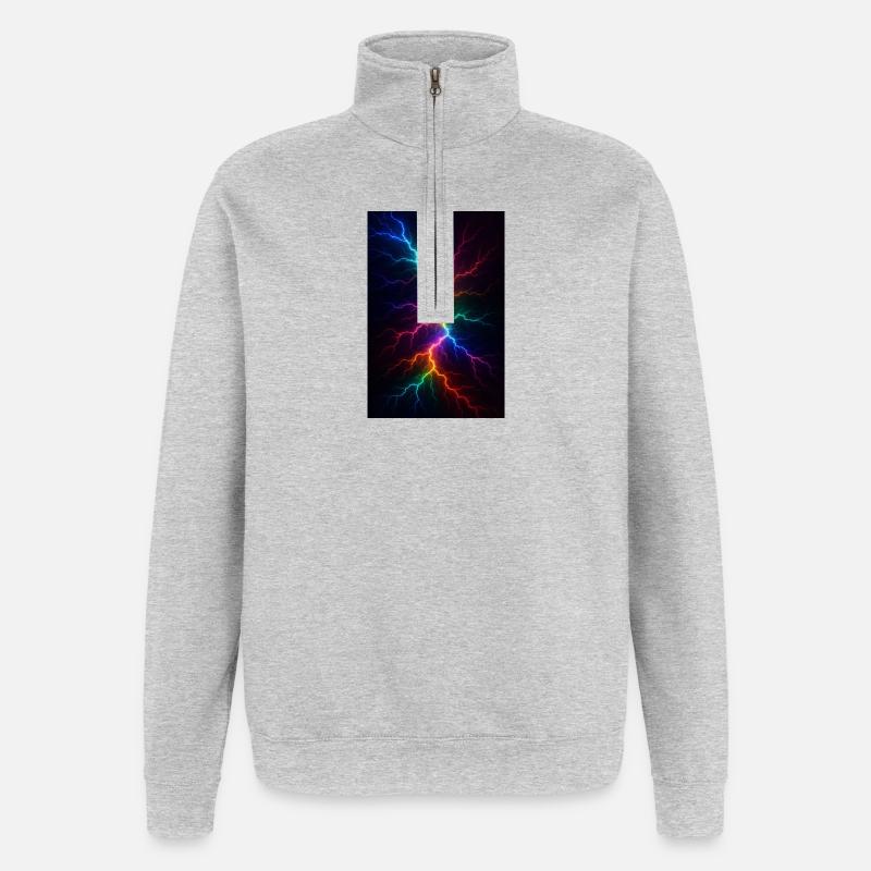 Rainbow Lightning Storm - Quarter-Zip Sweatshirt - heather grey