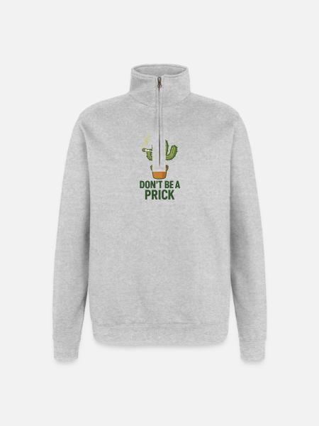 Cactus with Cigar – Saying - Quarter-Zip Sweatshirt - heather grey