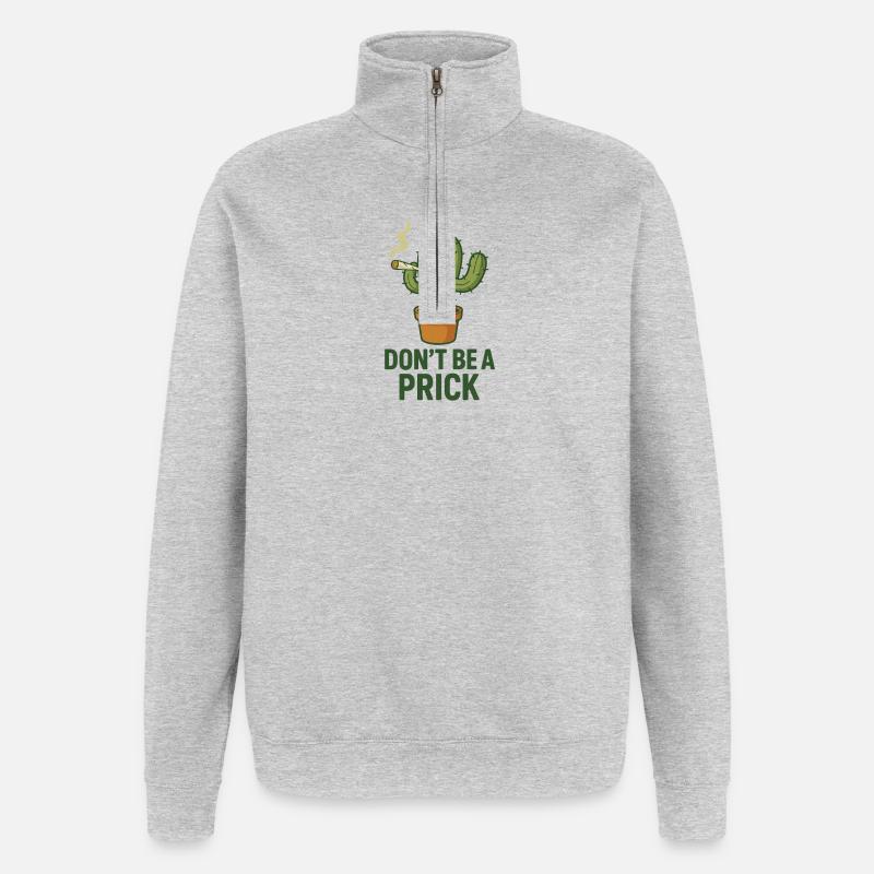 Cactus with Cigar – Saying - Quarter-Zip Sweatshirt - heather grey