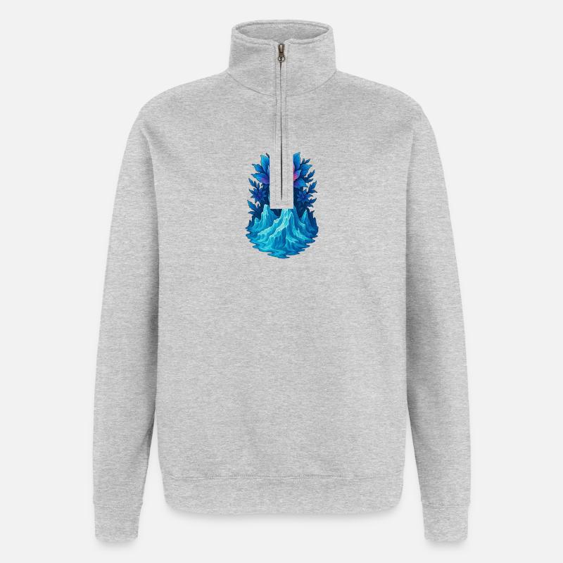 Gletscherblüte - Quarter-Zip-Sweatshirt - Grau meliert