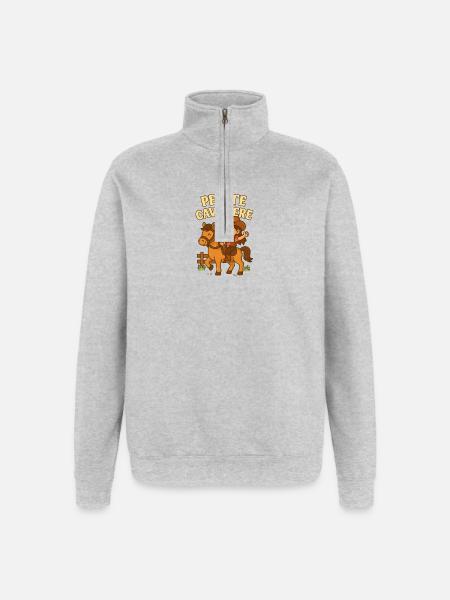 Petite cavalière mignonne - Sweat à zip 1/4 - gris chiné