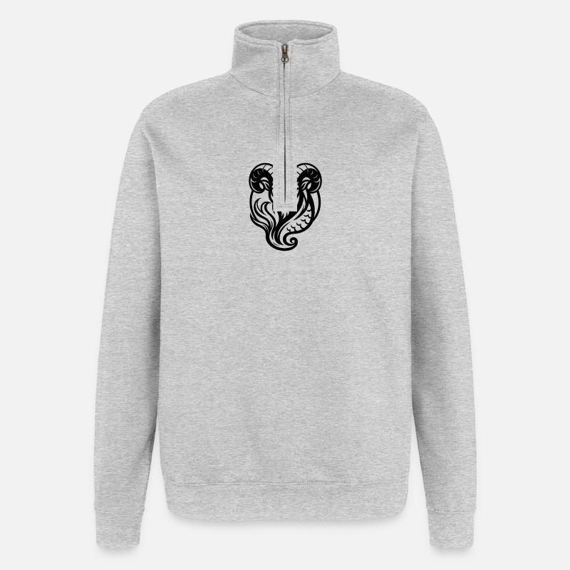 Sternzeichen Steinbock - Quarter-Zip-Sweatshirt - Grau meliert
