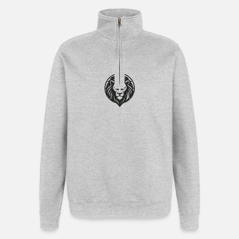 Sternzeichen Löwe - Quarter-Zip-Sweatshirt - Grau meliert