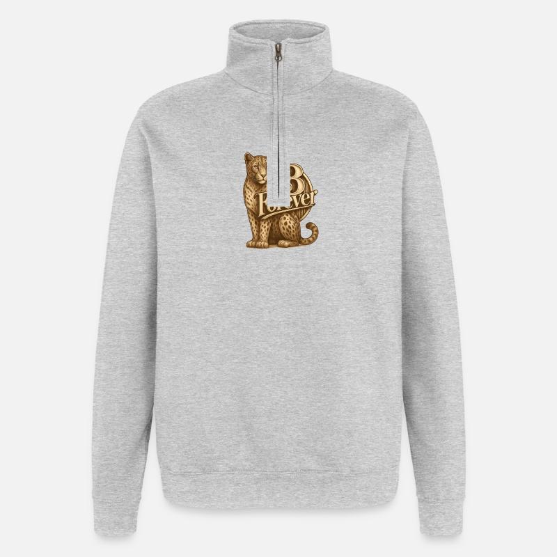 13Léopard - Sweat à zip 1/4 - gris chiné