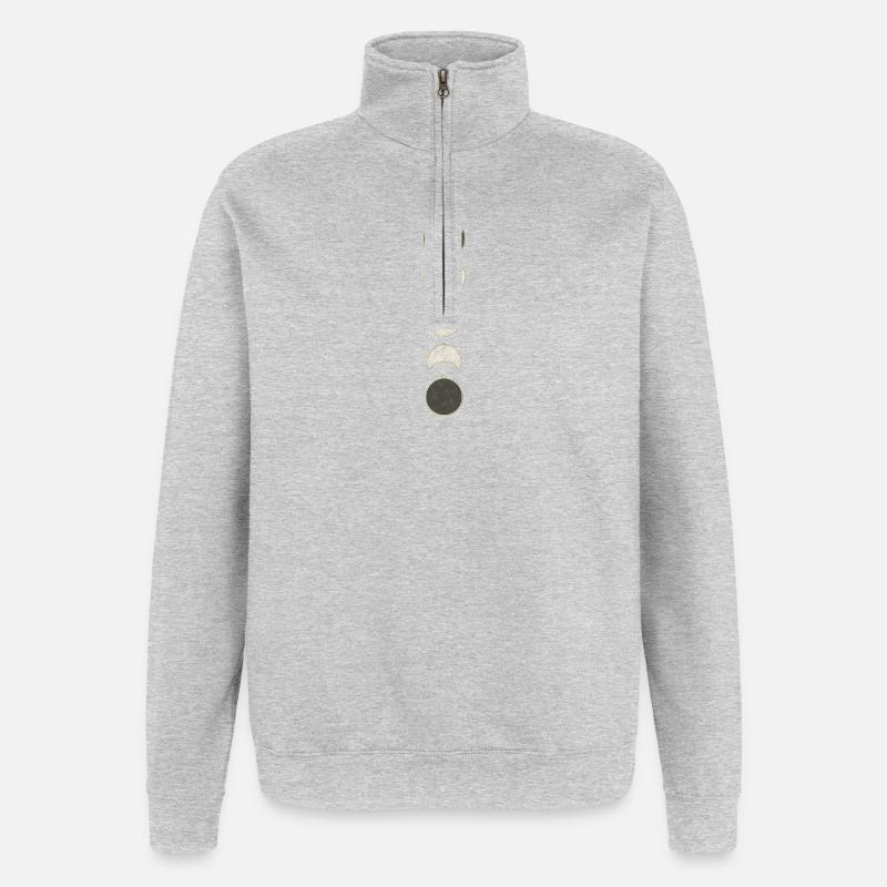Moon Phases Marble Pattern - Quarter-Zip Sweatshirt - heather grey