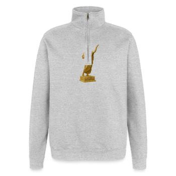 Himmlische Hoffnungskunst Statue - Quarter-Zip-Sweatshirt - Grau meliert - Vorne - AI Model Female 172 light (172cm) & AI Model Male 178 dark (178cm)