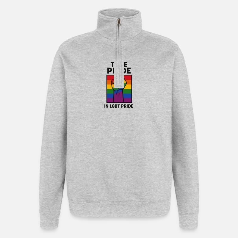 Kühne Regenbogen Stolz Faust Illustration - Quarter-Zip-Sweatshirt - Grau meliert