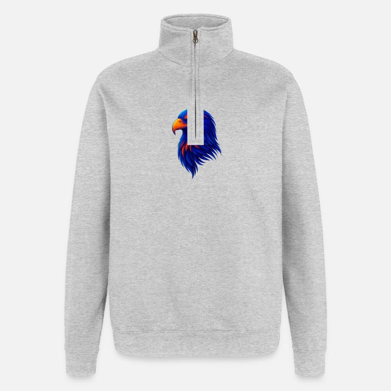 Farbiger Adler im Neonstil - Quarter-Zip-Sweatshirt - Grau meliert