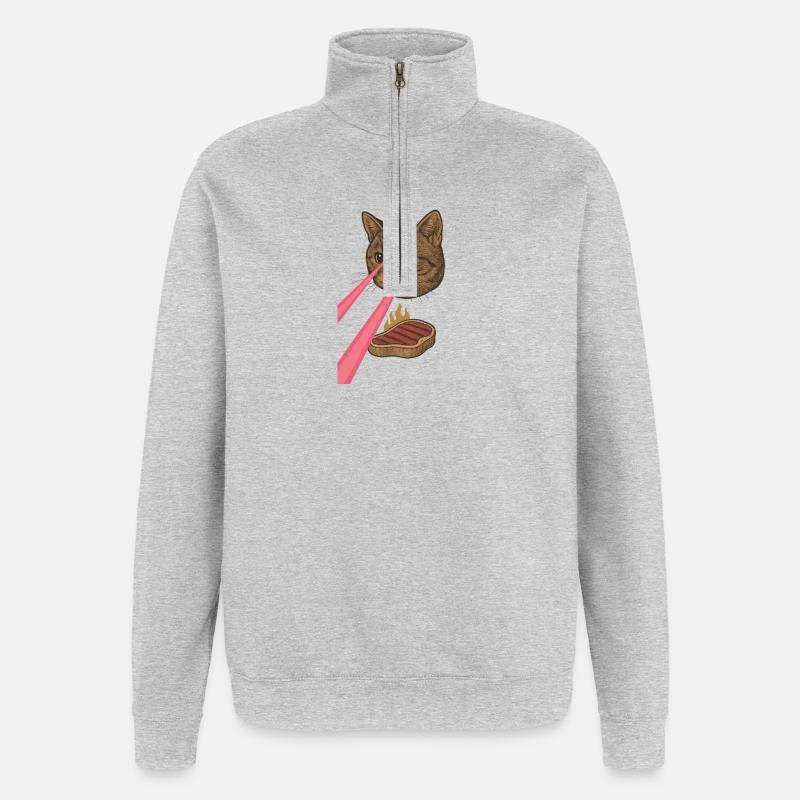 Laser Cat - Sweat à zip 1/4 - gris chiné